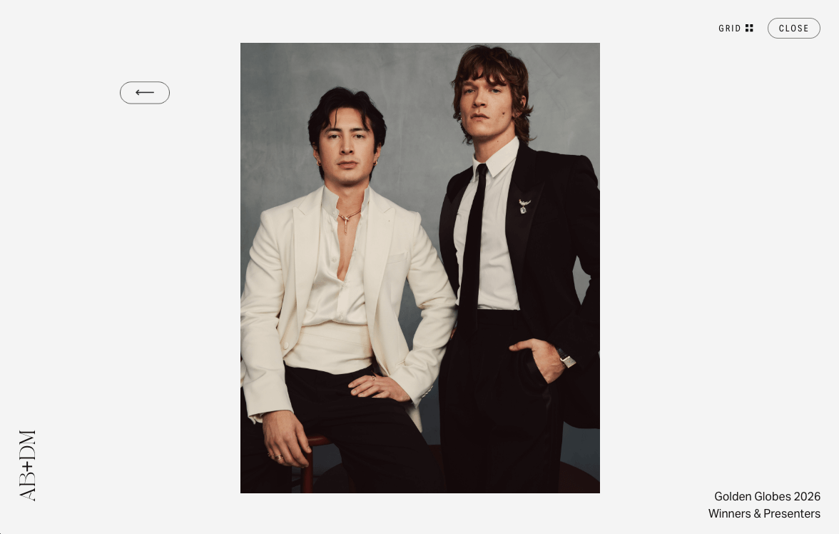 Slideshow view for Golden Globes 2026 photoshoot